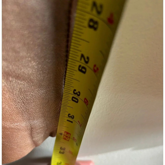 Express World Brand Womens Flat Front Leather Bootcut Pants Bronze Sz M - Picture 6 of 11